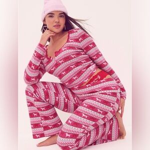 PINK x LoveShackFancy Waffle Long Pajama Set Medium